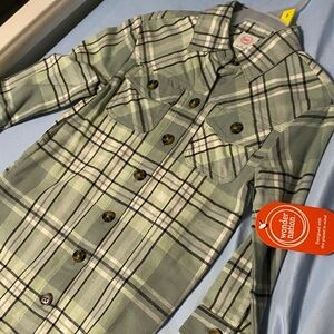 Wonder Nation Green Flannel Girls Dress
